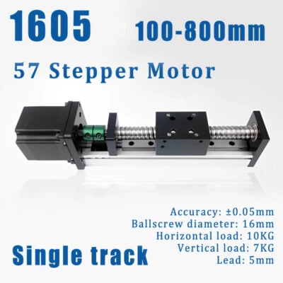1605 100-800mm Ball Screw Single Linear Rail Motion Slide Table 57 Stepper Motor - Image 1 of 4