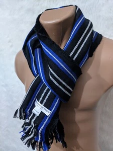 JOHNSTONS OF EGLIN Striped Merino Wool Scarf Tasseled Made In Scotland - Picture 1 of 11