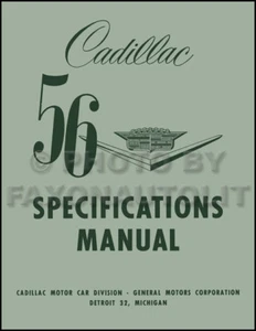 Cadillac 1956 especificaciones opcionales manual 62 Eldorado Deville 60 75 Fleetwood - Imagen 1 de 2