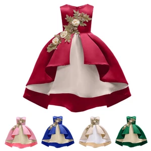 Kids Flower Girls Sleeveless Princess High Low Bridesmaid Pageant Party Gown New - Picture 1 of 36