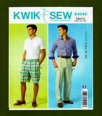 Men's Casual Cargo Shorts & Pants Sewing Pattern (Sizes S-XXL) Kwik Sew 4045 - Image 1 of 4
