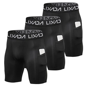 Pantalones Cortos de Compresión Lixada 3 Piezas Para Hombre Pantalones Cortos Deportivos Entrenamiento Activo Ropa Interior J9J5 - Imagen 1 de 12