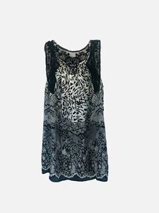 allen b by allen schwartz black Lace Tank top size Size L Animal Print - Picture 1 of 4