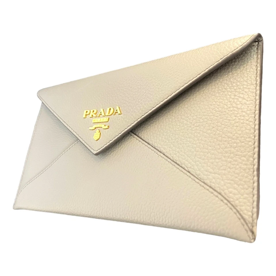 Prada Grey Vitello Grain Leather Long Envelope Wallet NWT - Image 1 of 4