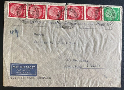 1940 Франкфурт Германия Цензура Авиапочта Обложка В Нью-Йорк США - Изображение 1 из 2