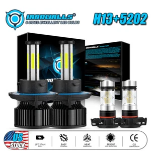 6Side H13 LED Headlight + 5202 Fog for Jeep Wrangler 2010-2018 Patriot 2010-2017 - Picture 1 of 12