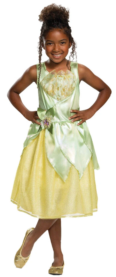Fantasia clássica feminina Tiana verde pálido cetim corpete vestido de renda personagem camafeu - Imagem 1 de 1
