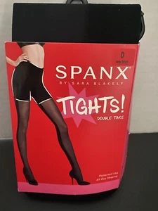 SPANX Double Take Very Black Tights Size D Patterned Leg Style 20083R NEW - Picture 1 of 4