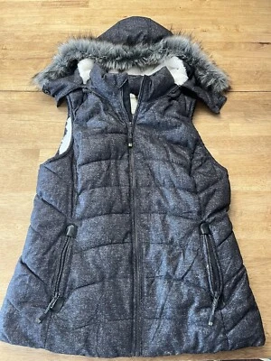 Chaleco acolchado con cremallera GREEN TEA para mujer forrado de piel sintética capucha extraíble negro talla M Foto 1 de 4