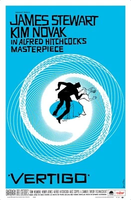"VERTIGO" (1958) one sheet - 27"x41" rare BLUE style movie poster!