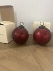 Pottery Barn red Christmas Ornament Balls Crackled Mercury Glass 4 Inch