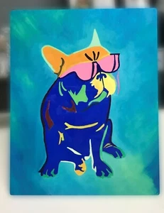 Neuer Druck auf Aluminium wunderschön der Hund mit rosa Brille - 10" x 8" - brandneu - Bild 1 von 2
