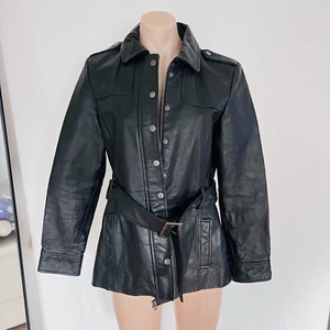 Target Leather Blazer Jacket Size 12 Womens Collared Black Retro Coat Grunge Y2K - Picture 1 of 24