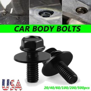 Car Body Bolts Screw Fastener Fender M6-1.0x 16mm Long-10mm Hex-17mm Washer - Picture 1 of 12
