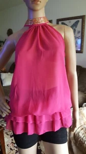 No Brand - Damen Bluse - Rosa. Ärmellos, Kragen mit Goldakzenten. Gr. L-XL. - Bild 1 von 2