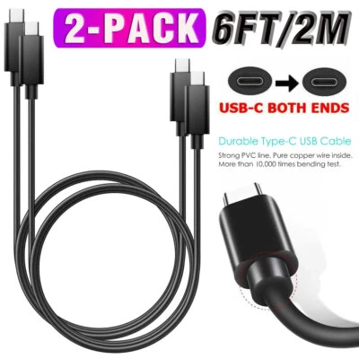 2-Pack USB-C to USB-C Charger Cable Fast Charge Data Sync Cord For LG Cell Phone - Image 1 of 4