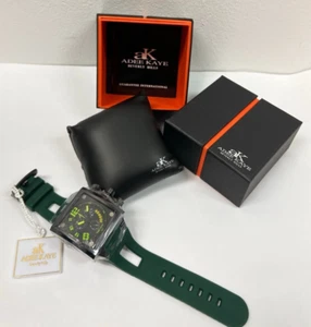 Adee Keye AK 7115 Black Green Square Personal Collection Chronograph Men's Watch - Picture 1 of 6