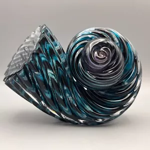 Contemporary American Studio Art Glass Case Spiral Nautilus Shell 8" Signed 1998 - Picture 1 of 8
