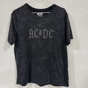 AC DC Shirt Girls Medium Black Gray Rhinestone Band Logo Graphic Rock Tee 2024 - Picture 1 of 7