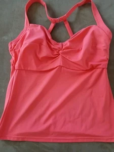 title nine Salmon Red Tankini Top Padded Buckle Back Beach Outdoor 34DD EUC  - Picture 1 of 5