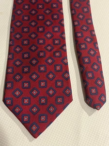 Brooks Brothers Makers Herren Seidenkrawatte USA Designer Geometrisch Rot/Blau - Bild 1 von 3