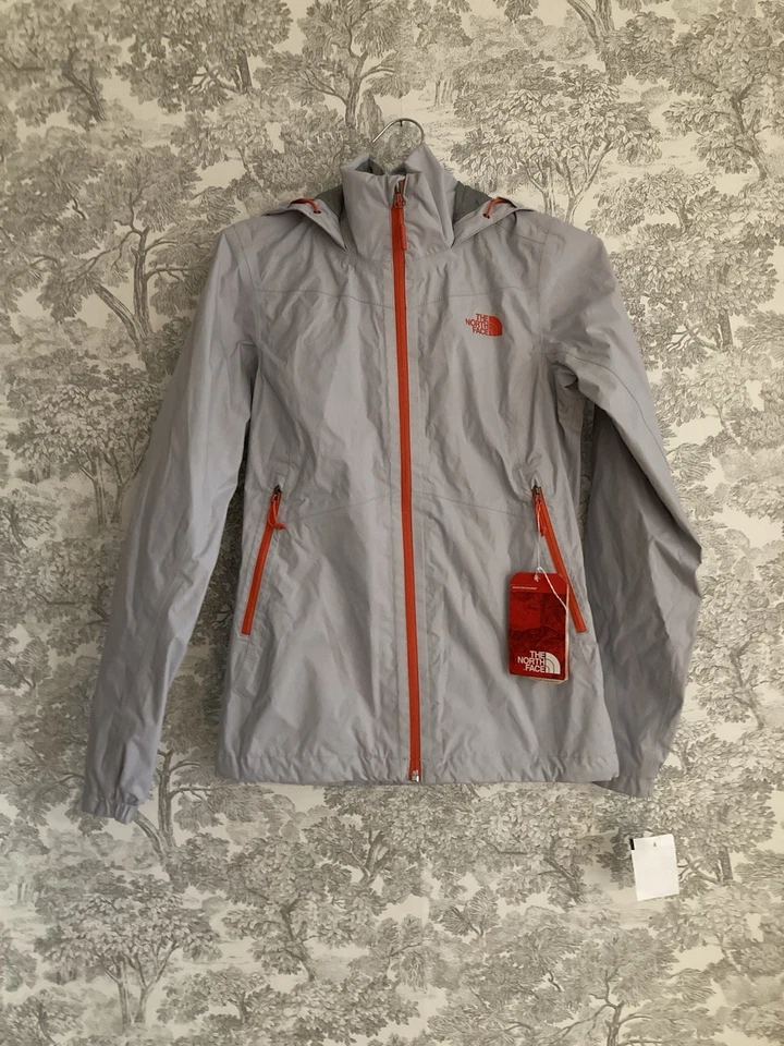 NUEVO 🔥 Chaqueta North Face Dry Vent XS para mujer gris/naranja con capucha impermeable Foto 1 de 4