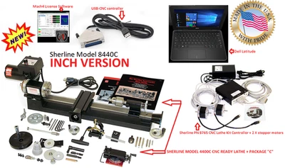 Sistema CNC Torno SHERLINE 8440C 3.5′′ x 17′′ + Paquete "C" + Controlador + Laptop Foto 1 de 4