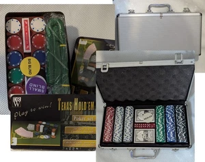 2 new  Poker Set -Piece Texas Hold Em Chips Cards Dice Decks  Case UK - Picture 1 of 9