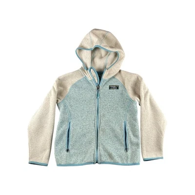 Chaqueta con Capucha LL Bean Forrada de Vellón para Mujer Pequeña Azul Tostado Bolsillos con Cremallera Foto 1 de 4