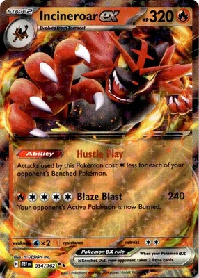 Incineroar ex - 034/162 Double Rare Pokemon TCG SV05: Temporal Forces NM - Image 1 of 2