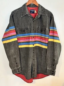 Camisa Wrangler Para Hombre Talla 17-35 Gris Rayas Brushpopper Hecha en EE. UU. Western Vintage - Imagen 1 de 12