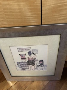 SAVON MON AMI BATHROOM FRENCH ART FRAMED PRINT JOY ALLDREDGE: WOMAN WITH POODLE - Picture 1 of 15