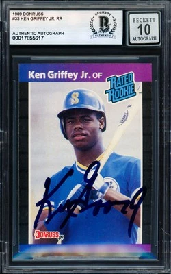Ken Griffey Jr. 1989 Donruss Card Mariners Gem 10 Auto Vintage Beckett 17855617 - Image 1 of 2