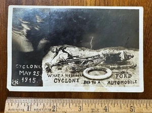 25. Mai 1915 RPPC Echtfoto Postkarte Zyklon Nebraska Ford Auto Flatten - Bild 1 von 2