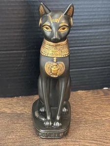 BASTET Egyptian Cat Goddess Figurine 8” Statue w/ Hieroglyphics 2000 - Picture 1 of 6