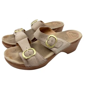 Sandalia DANSKO Sophie Slide para mujer cuero beige talla 39 EE. UU. 8,5-9 hebilla cómoda - Imagen 1 de 9
