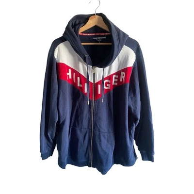 Tommy Hilfiger Sport Women'/Men 3X Hoodie Logo Zip-Front Color-block Streetwear - Image 1 of 4