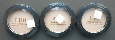 Juego de 3 Polvos Faciales Transparentes Milani #02 Nueva Preparación + Set + Brillo Foto 1 de 2