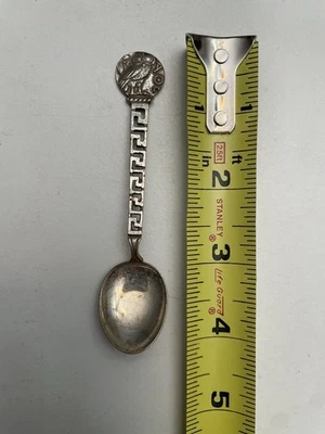 Cuchara decorativa llave griega moneda búho de Atenea vintage Foto 1 de 2
