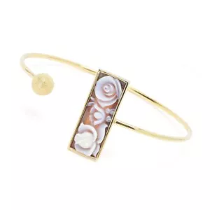 Brazalete camafeo camafeo cameo chapado en oro de 18 quilates "mínimos" concha rosa - Imagen 1 de 4