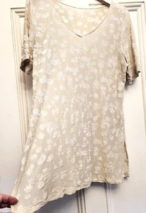 Marks and Spencer Velvet Embroidered Semi Sheer Top. 14. Cream. - Picture 1 of 6