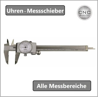 MARKENLOS CNC QUALITÄT Uhren- Messschieber 100 mm / 150 mm / 200 mm / 300 mm - DIN 862