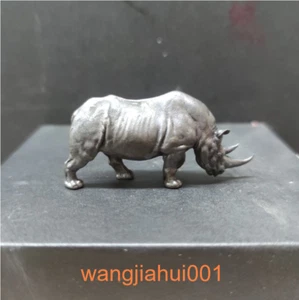 Decoraciones de modelo de estatua de rinoceronte africano grande negro de bronce puro - Imagen 1 de 9