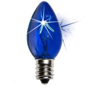 Box of 75 C7 Twinkle Blue Triple Dipped Transparent Christmas Bulbs - Picture 1 of 1