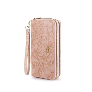 Wallet Women,Large Capacity Double Zip Clutch Wallets for Women PU Leather Pink - Picture 1 of 7