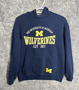 Michigan Sweatshirt Hoodie Medium Wolverines Blue Football Long Sleeves Kids - Picture 1 of 9