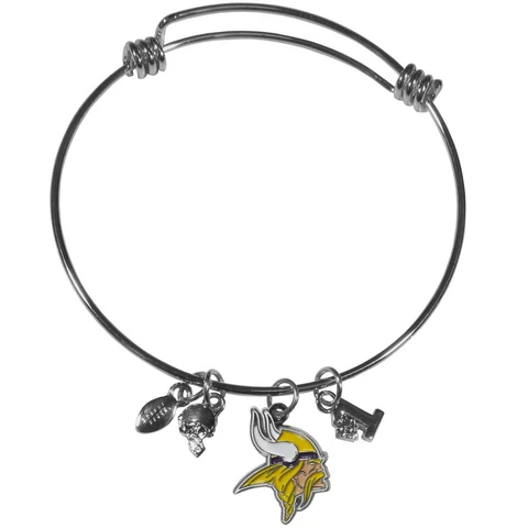 Minnesota Vikings Wire Bangle Bracelet with Charms NFL Football Jewelry Cover