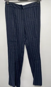 Les Copains Women's Striped 100% Linen Low Rise Blue Dress Pants IT Size 44 - Picture 1 of 12