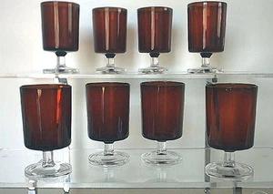 8 Cristal D'Arques Luminarc Red Cavalier Pattern Sherry Wine Glasses 3 3/4" Tall - Picture 1 of 1