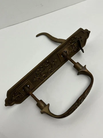 Antique Vintage Solid BRASS Thumb Latch DOOR HANDLE & Plate Cover